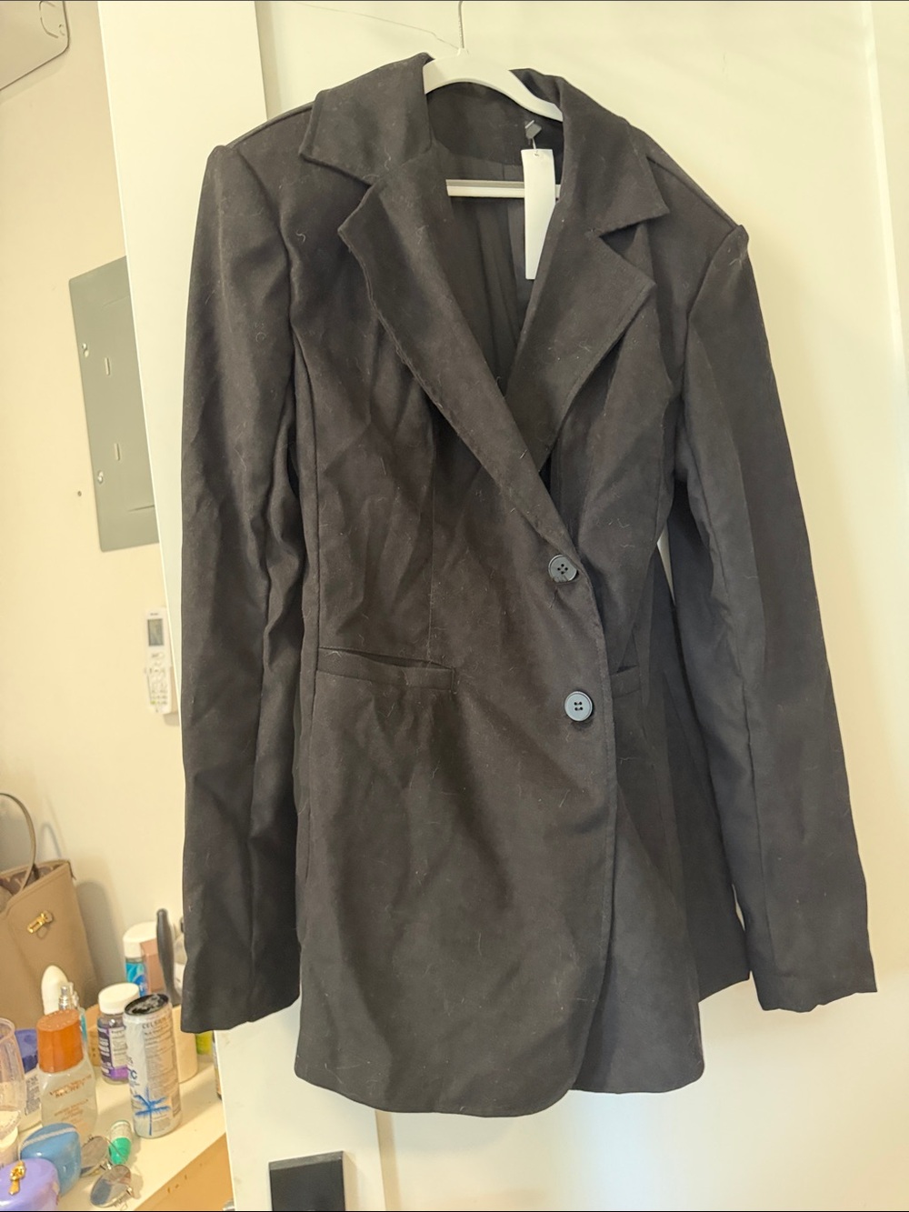 Black Elegant Women's Oversized Structured Blazer Dress